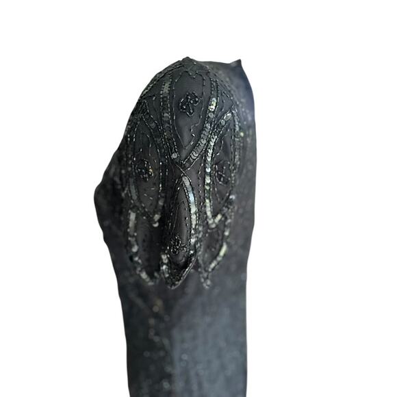 Vintage Stenay Silk Beaded Maxi Dress 6 Black Gown Cocktail Beaded Formal Party - Picture 8 of 16